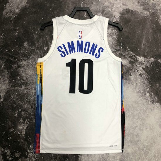 Maillot de Basket #10 Simmons Brooklyn Nets 2022-23 city Blanc Imprimé